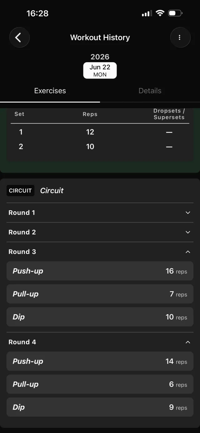 A circuit logged round by round